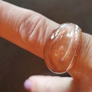 Handcrafted glass ring. Clear